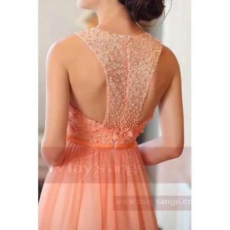 orange long evening gown L704