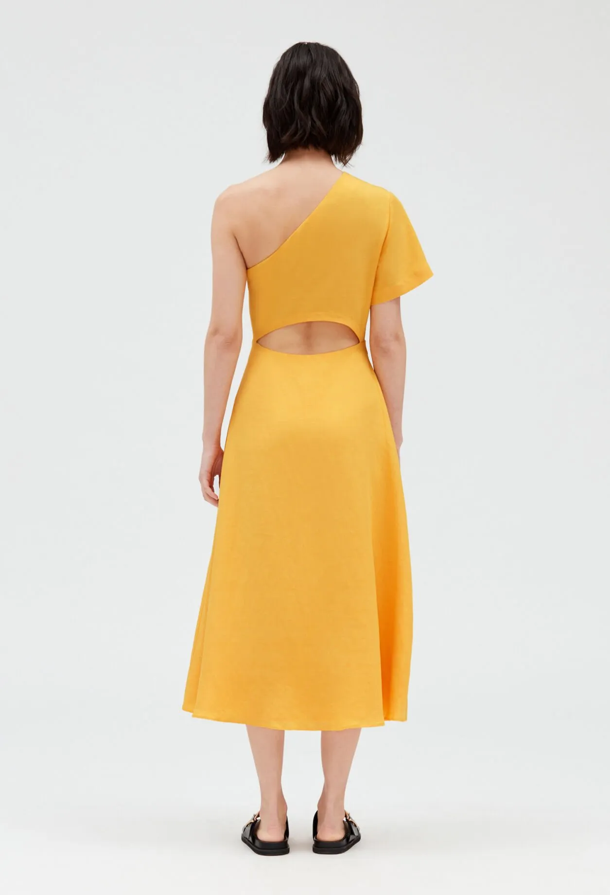 Robe midi asymétrique jaune | Claudie FR