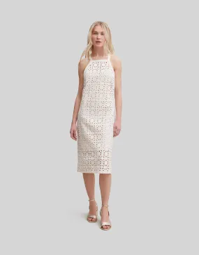 Robe midi écrue macramé graphique Femme