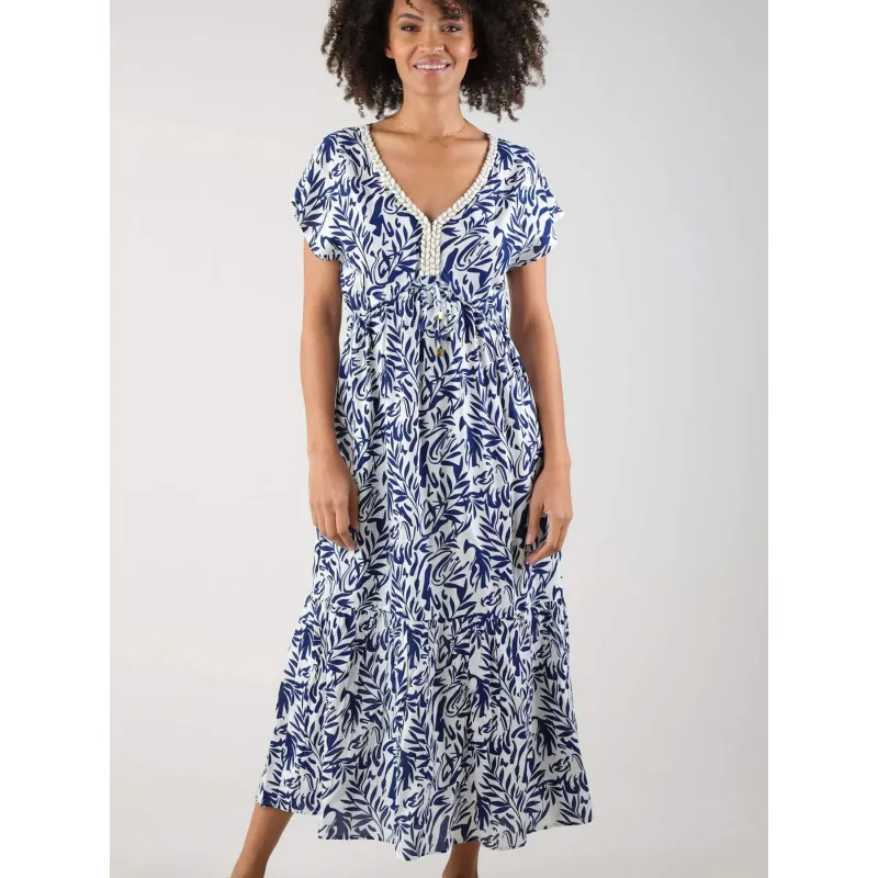 Robe midi fendu missa bleu marine femme - Teddy Smith | wimod