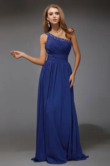 Blue Evening Gown with Sequin Ornaments - FindLongEveningDresses.com