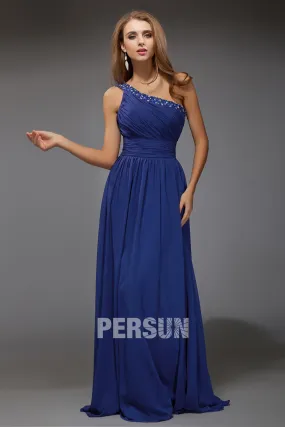 Blue Evening Gown with Sequin Ornaments - FindLongEveningDresses.com