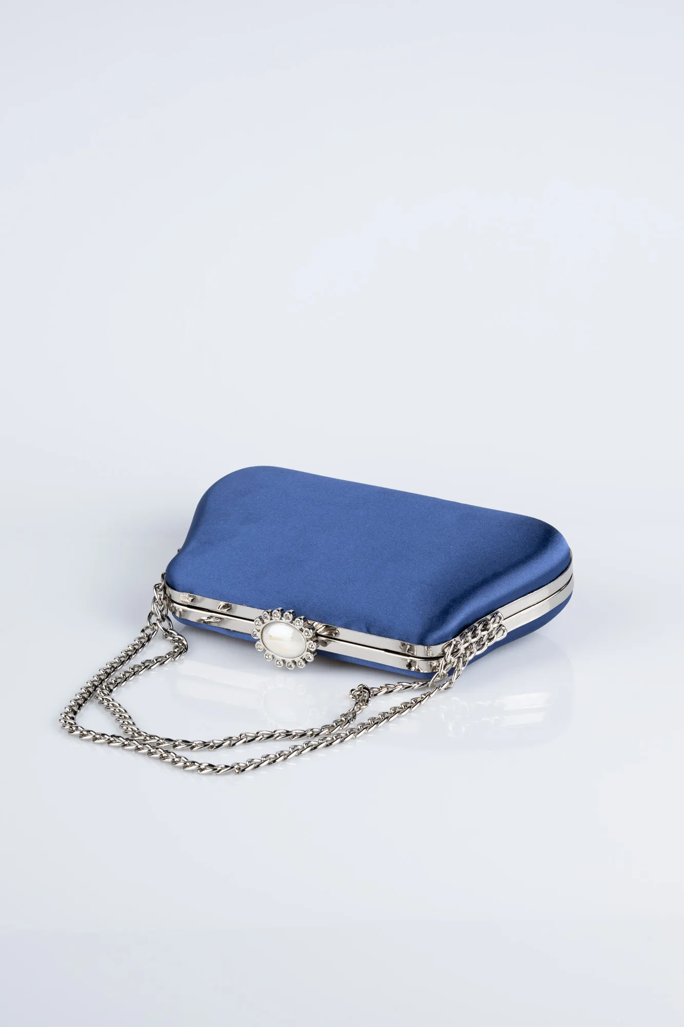 Sac de Soirée Luxe Satin Bleu Marine SH834