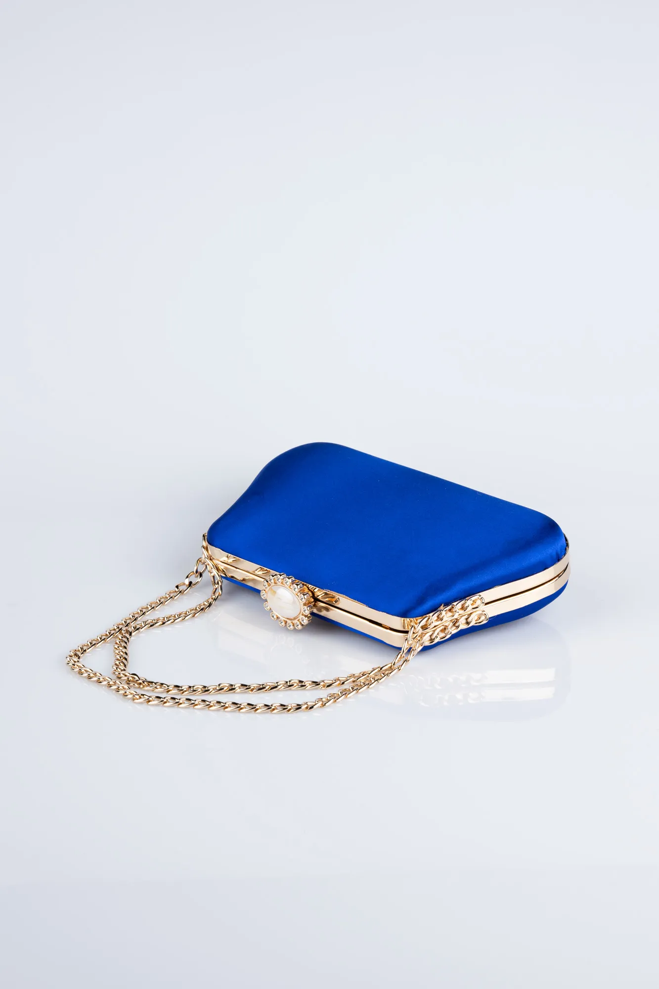 Sac de Soirée Luxe Satin Bleu Marine SH834