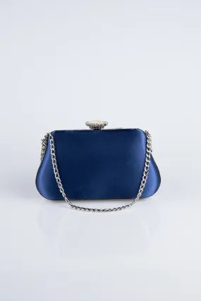 Sac de Soirée Luxe Satin Bleu Marine SH834