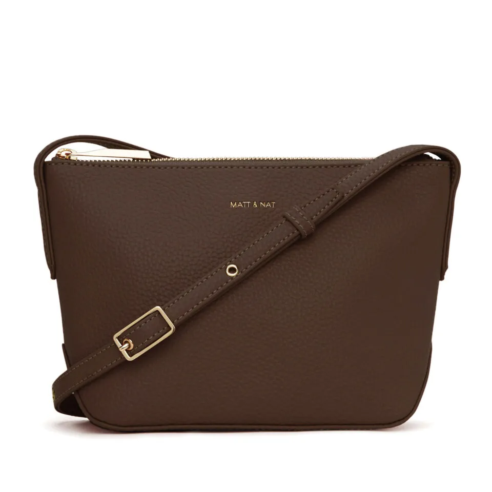 Pochette Sam en cuir chocolat avec bandoulière