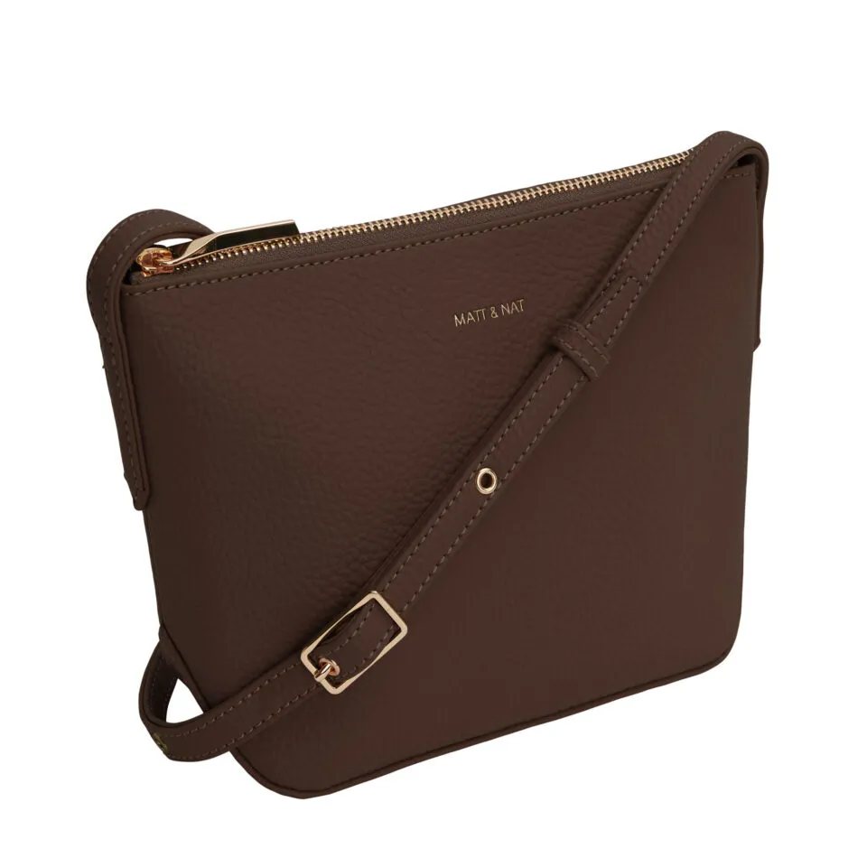 Pochette Sam en cuir chocolat avec bandoulière