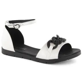 Flat white women's sandals with chain, Vinceza 17320 white.