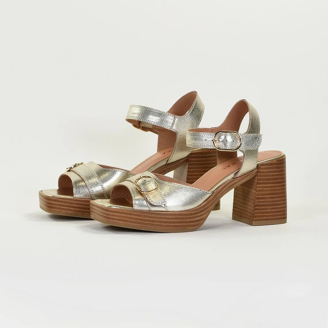 ROSE Platinum Leather Sandals | 3 Suisses