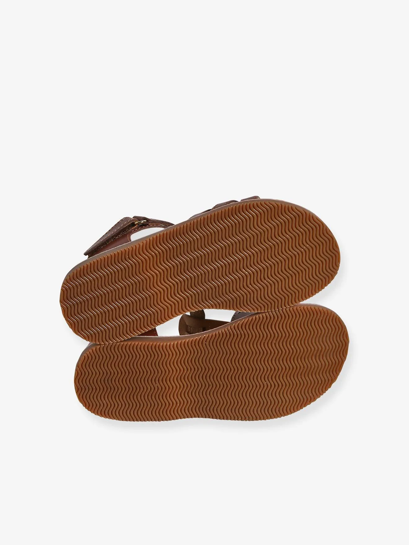 Brown leather children's sandals with Velcro straps from the nursery collection - Vertbaudet