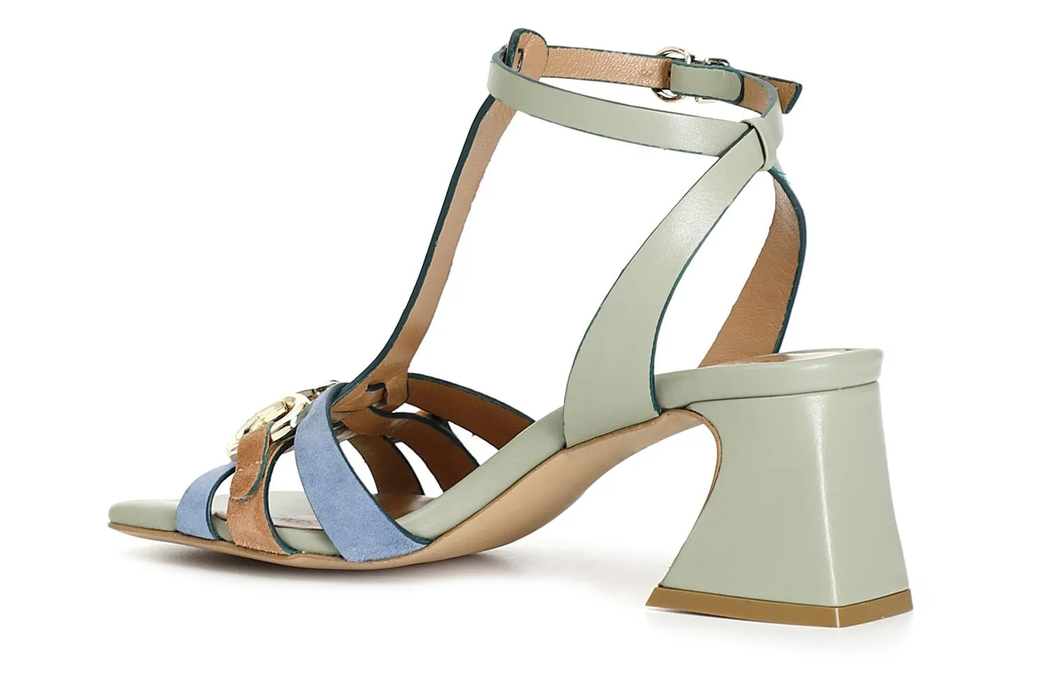 CafèNoir green multi accessory t-strap sandals - Shop Now.