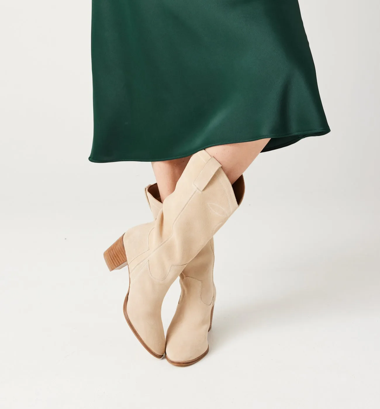 Satin Green Midi Skirt for Women