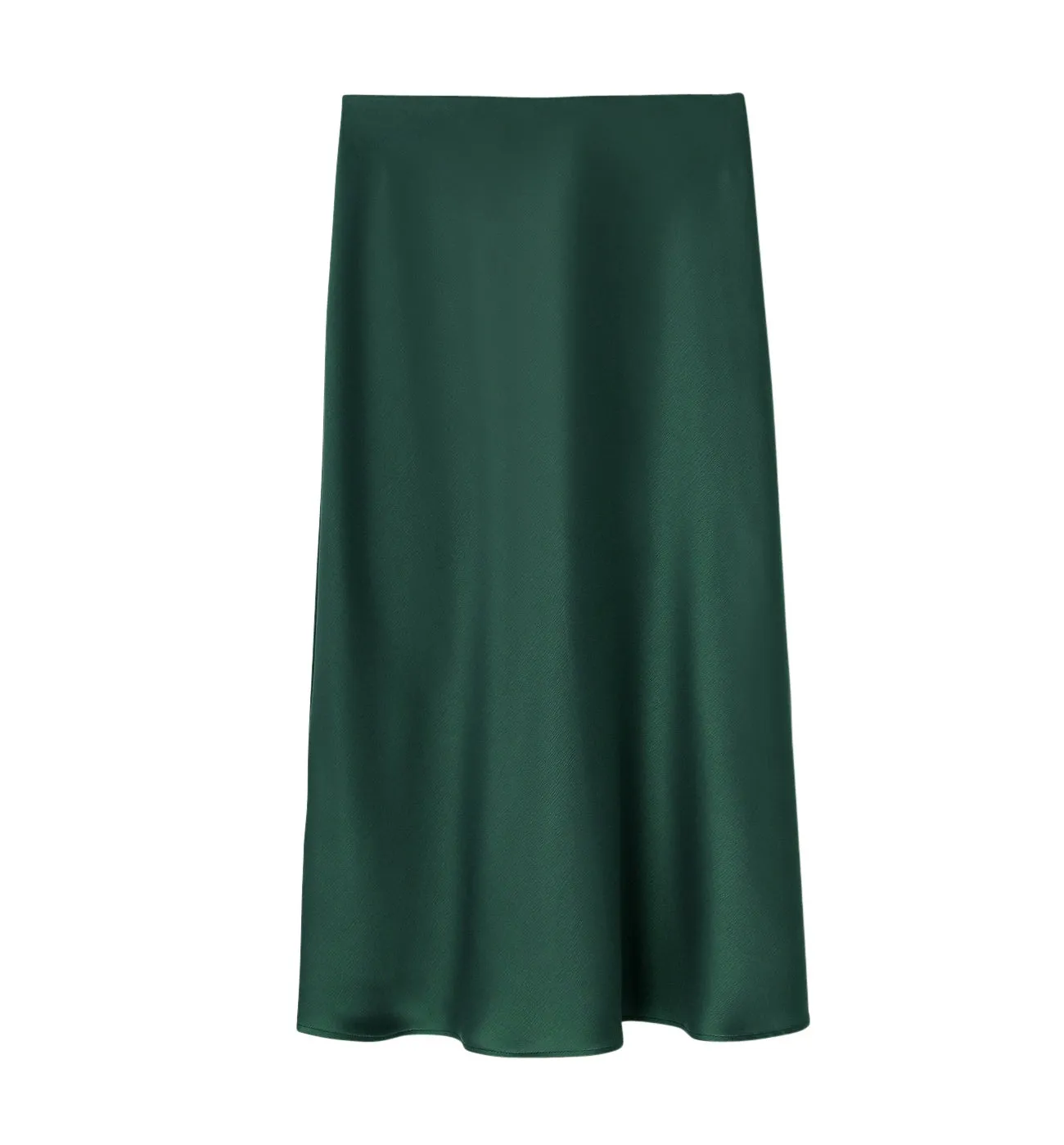 Satin Green Midi Skirt for Women