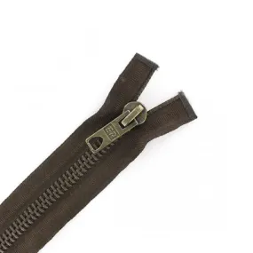 Separable Brass Motorcycle Zipper Walnut Brown