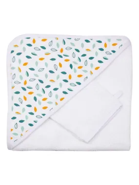 Baby Bath Set - Leaf Pattern - White