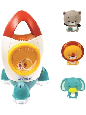 Bath Toy Rocket Set With 3 Soft Animals - Transparent