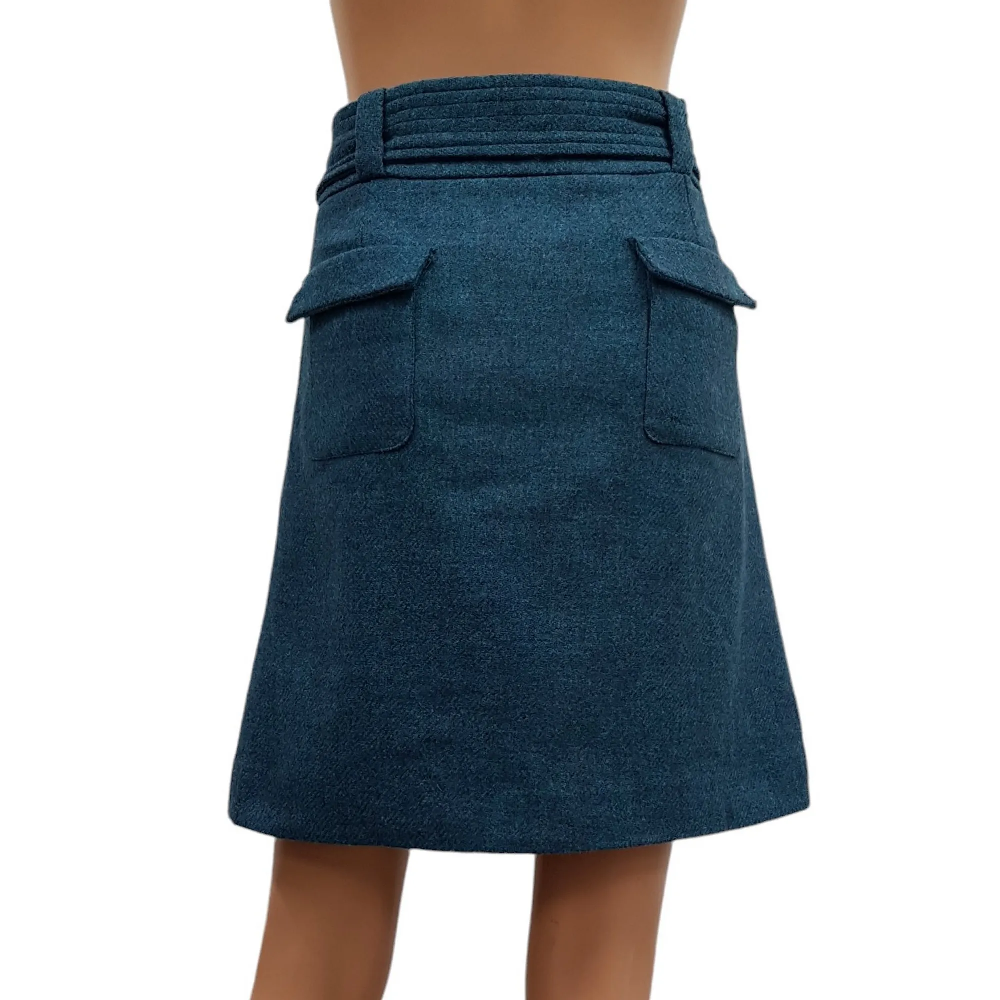 Short blue tweed wool skirt Les Prairies de Paris T 3