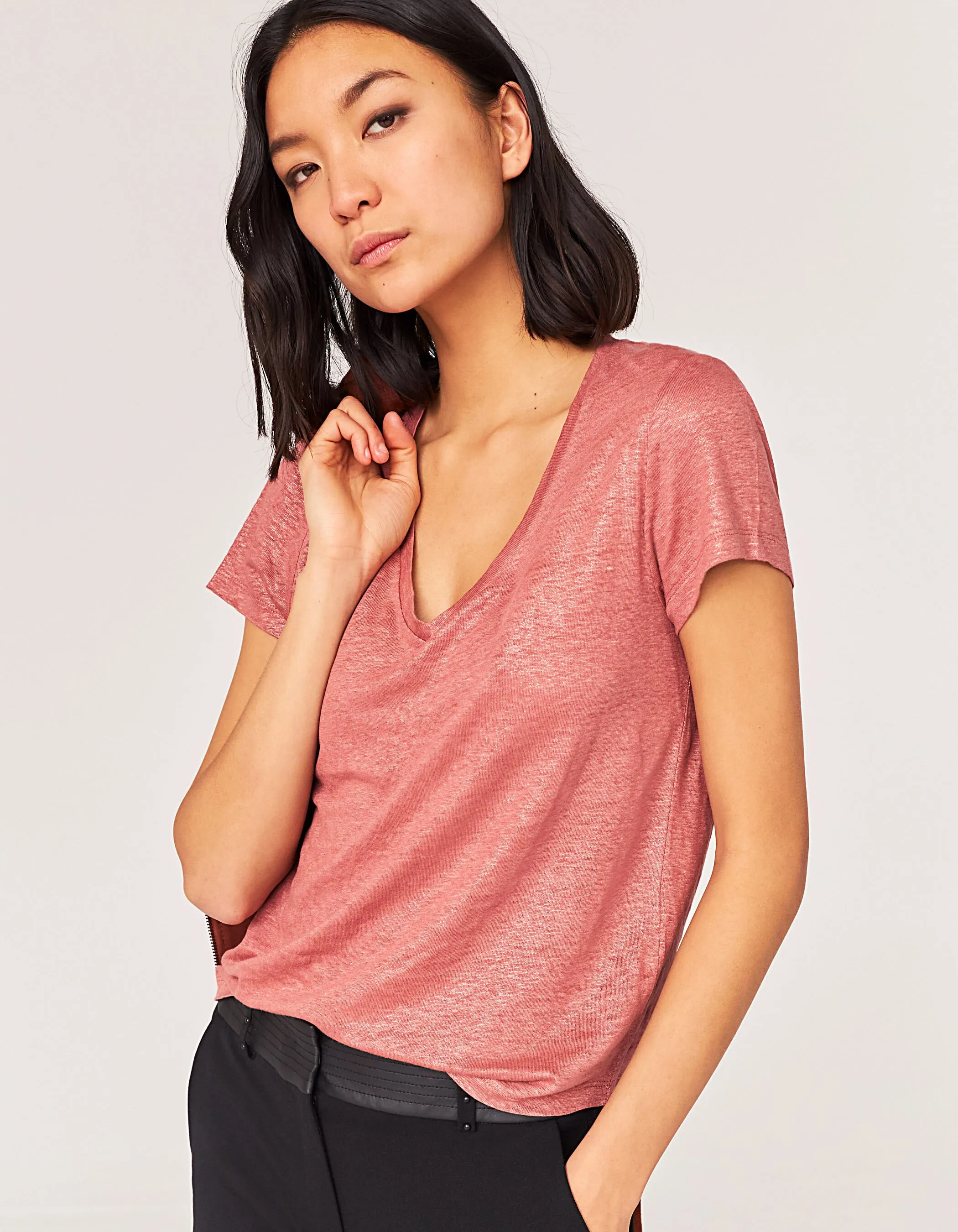 Short Sleeve Linen Foil Women's T-Shirt