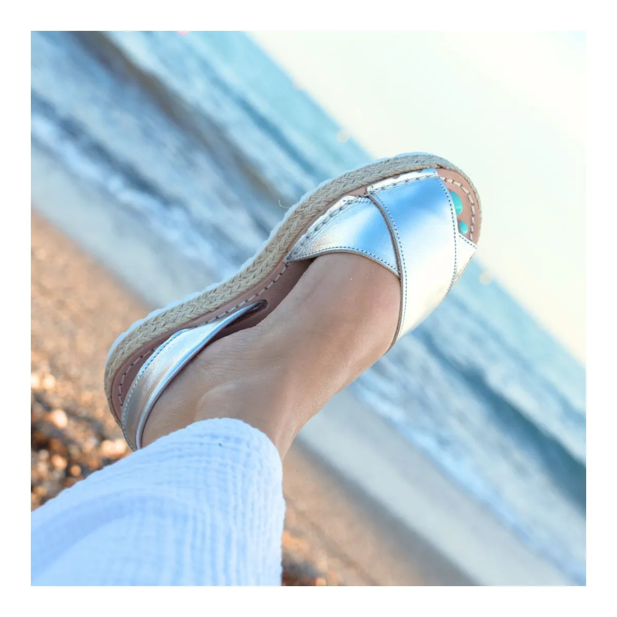 Silver leather platform sandals - Minorquines