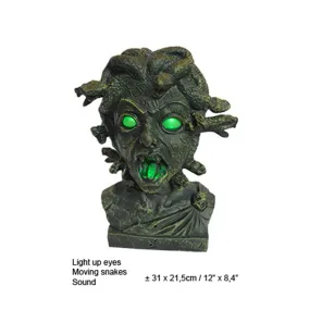 Medusa statue with sound, light, and motorized features.