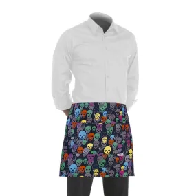 EGOCHEF Short Skull Patterned Kitchen Apron / Bartender Apron in Colorful Design