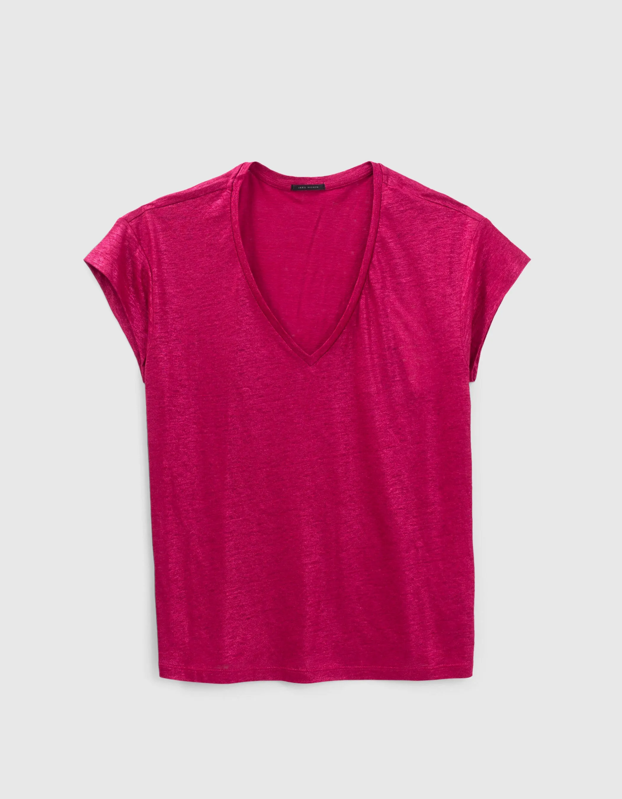 Tee-shirt fushia en maille de lin foil Femme