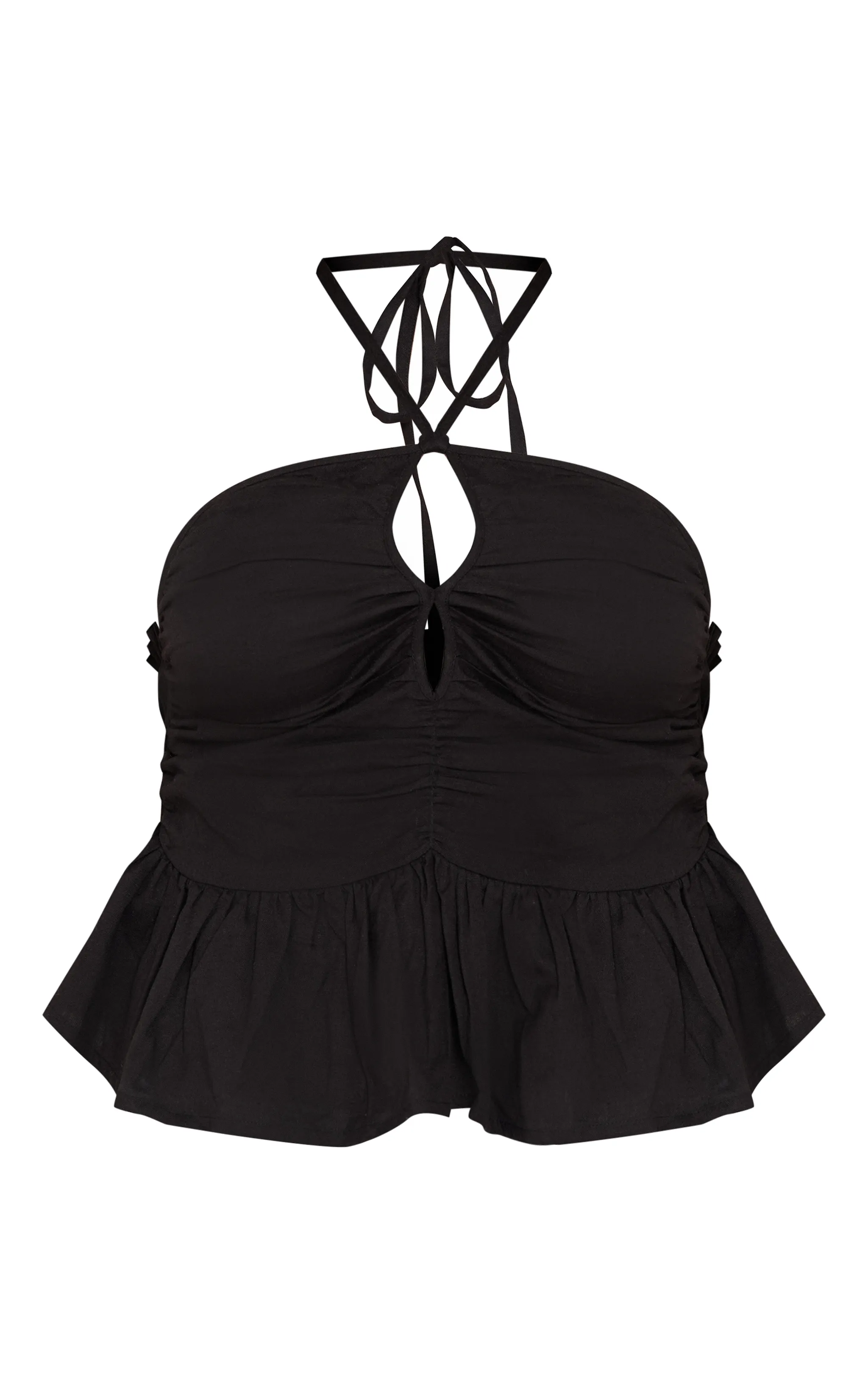 Black Pleated Cutout Top