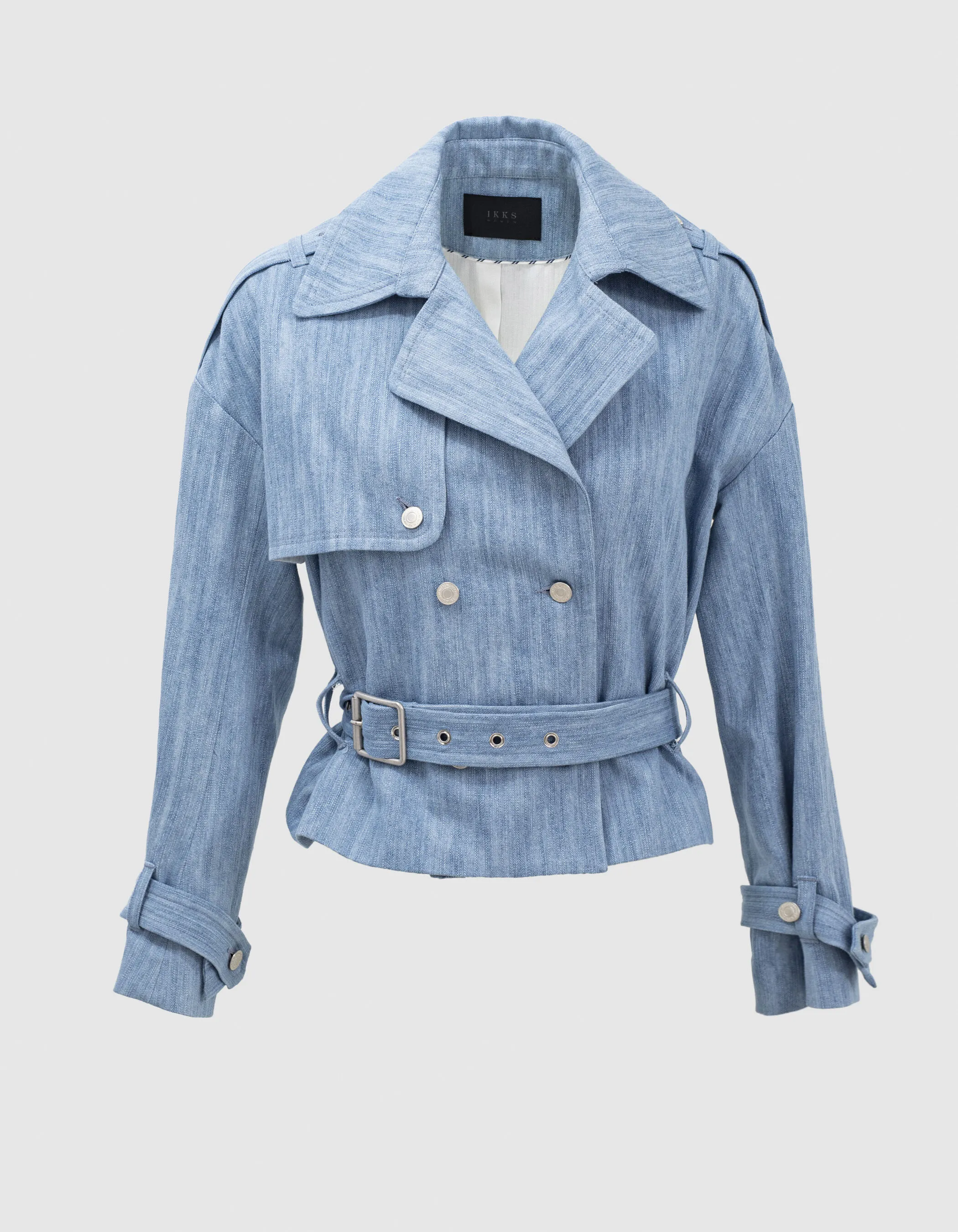 Light Blue Denim Trench Coat for Women