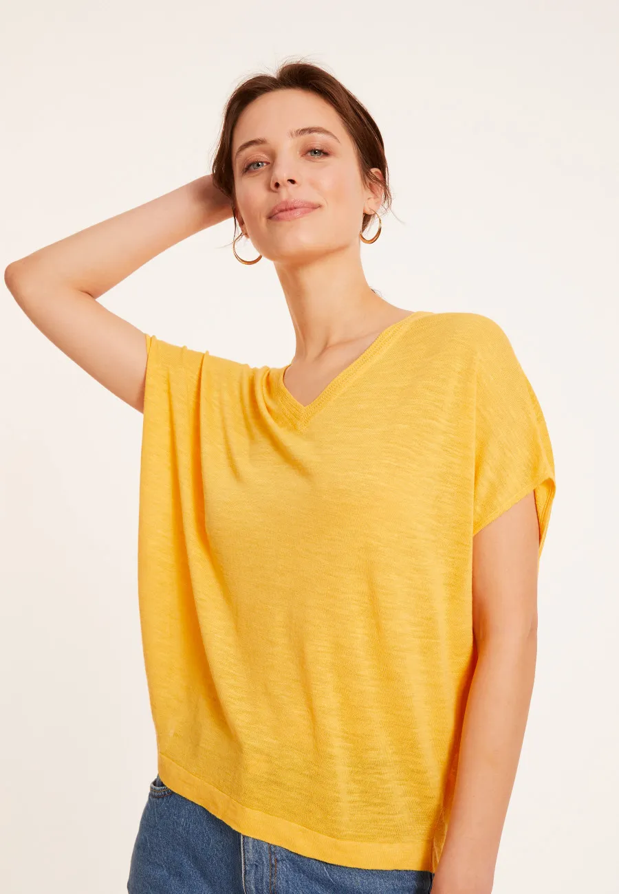 V-neck linen slub T-shirt - Marra