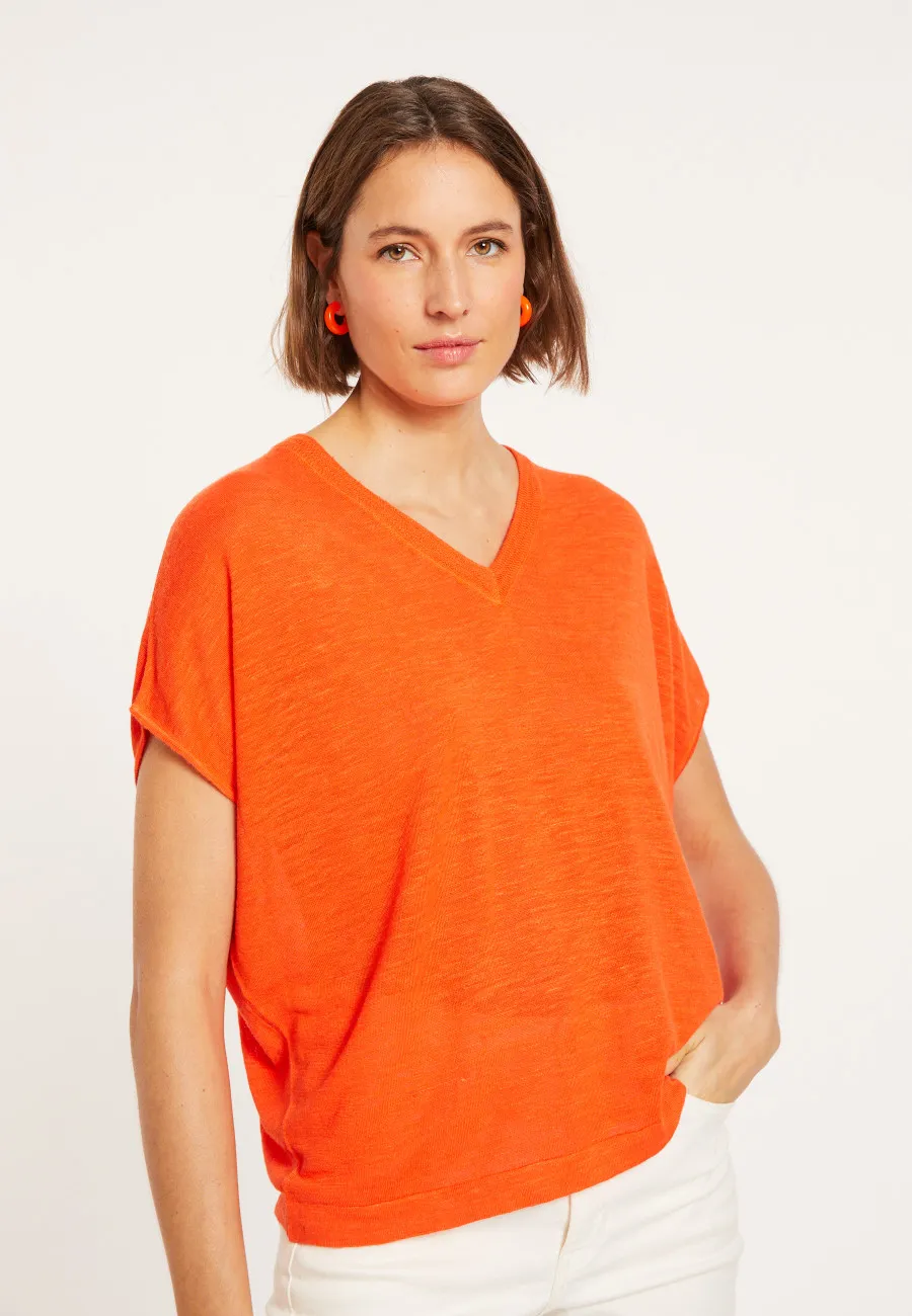 V-neck linen slub T-shirt - Marra