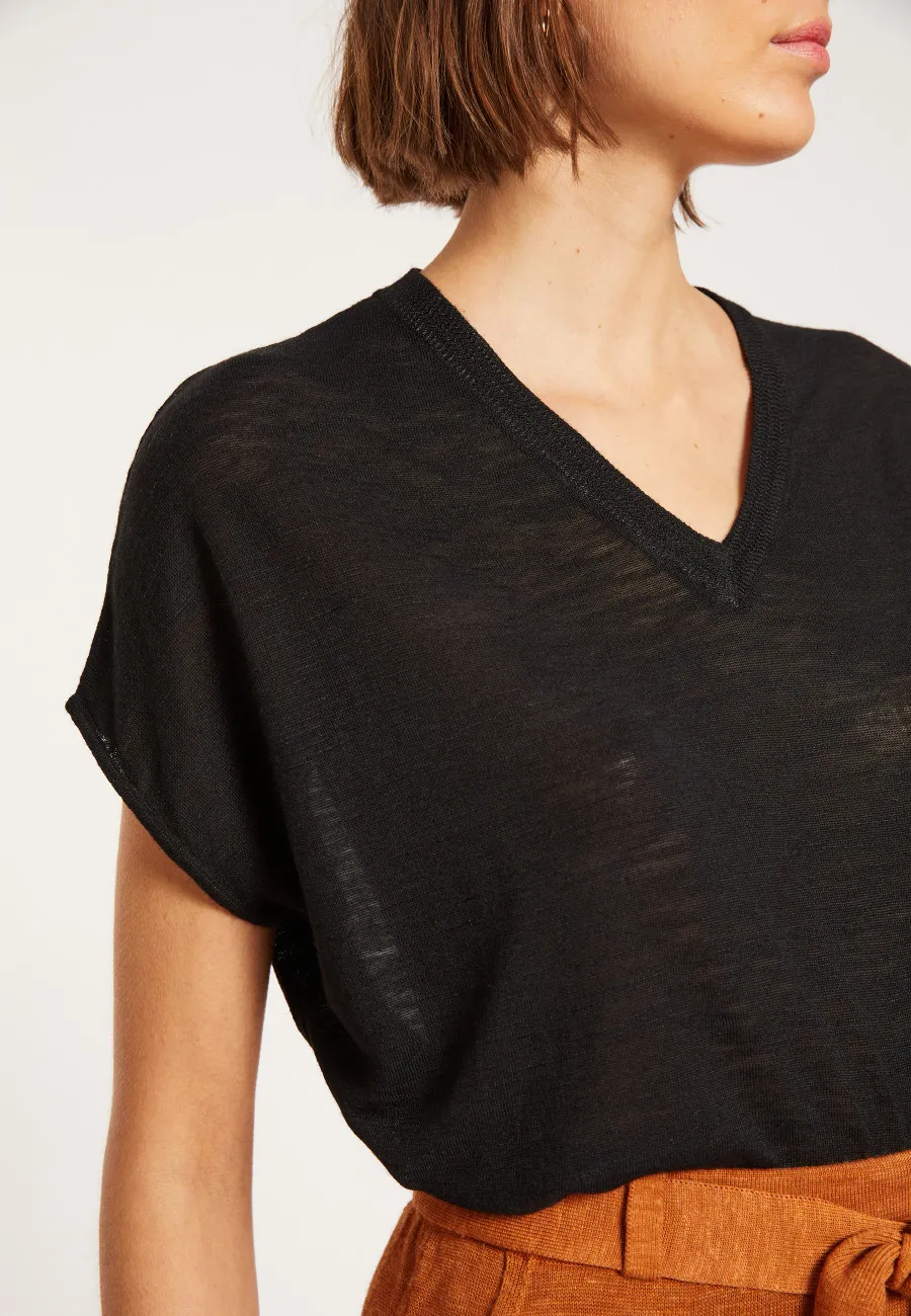 V-neck linen slub T-shirt - Marra