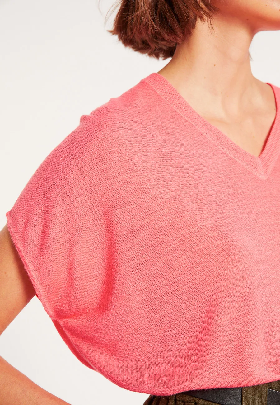 V-neck linen slub T-shirt - Marra