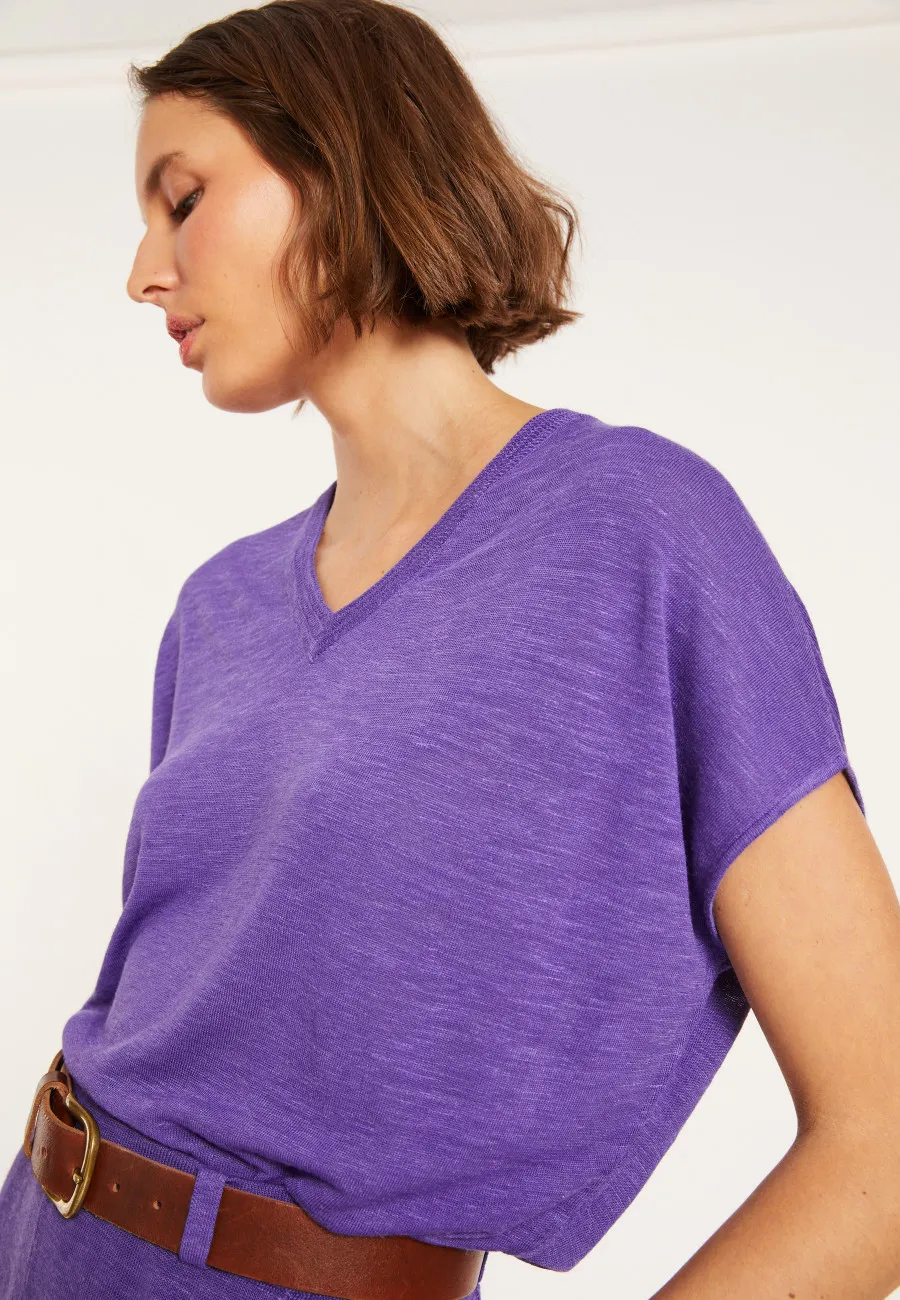 V-neck linen slub T-shirt - Marra