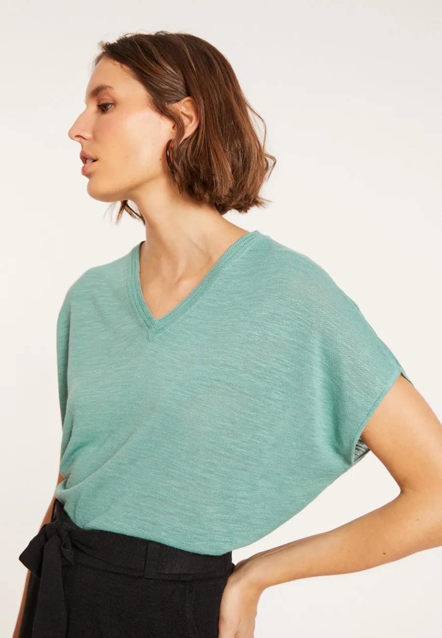 V-neck linen slub T-shirt - Marra