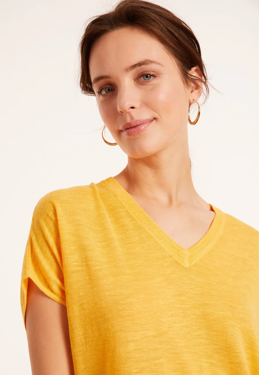 V-neck linen slub T-shirt - Marra