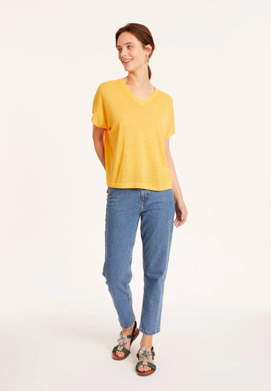 V-neck linen slub T-shirt - Marra