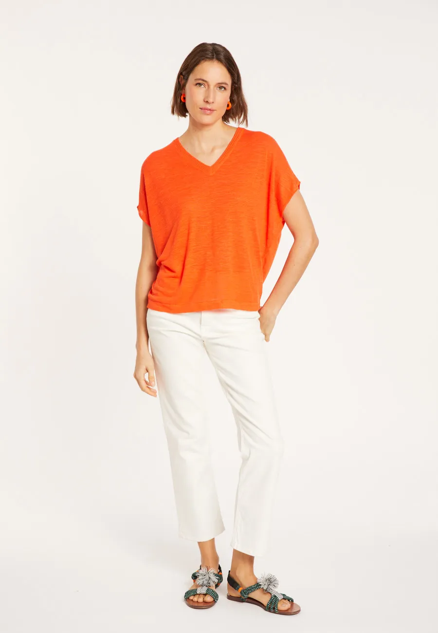 V-neck linen slub T-shirt - Marra