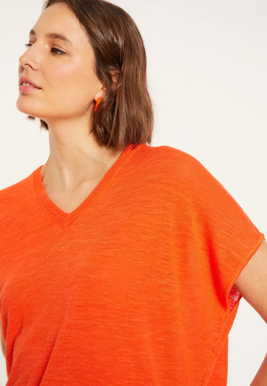 V-neck linen slub T-shirt - Marra