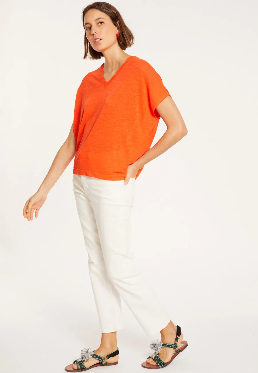 V-neck linen slub T-shirt - Marra