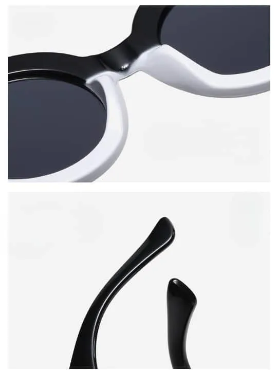 Vintage Round Black and White 80s Sunglasses  • Vintage Univers