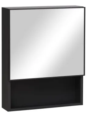 Wall-mounted bathroom mirror stainless steel armoire. Black - Black