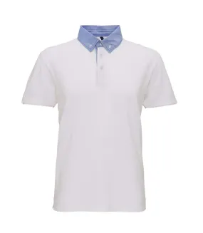 White Denim Buttoned Men's Polo Shirt - AQ007