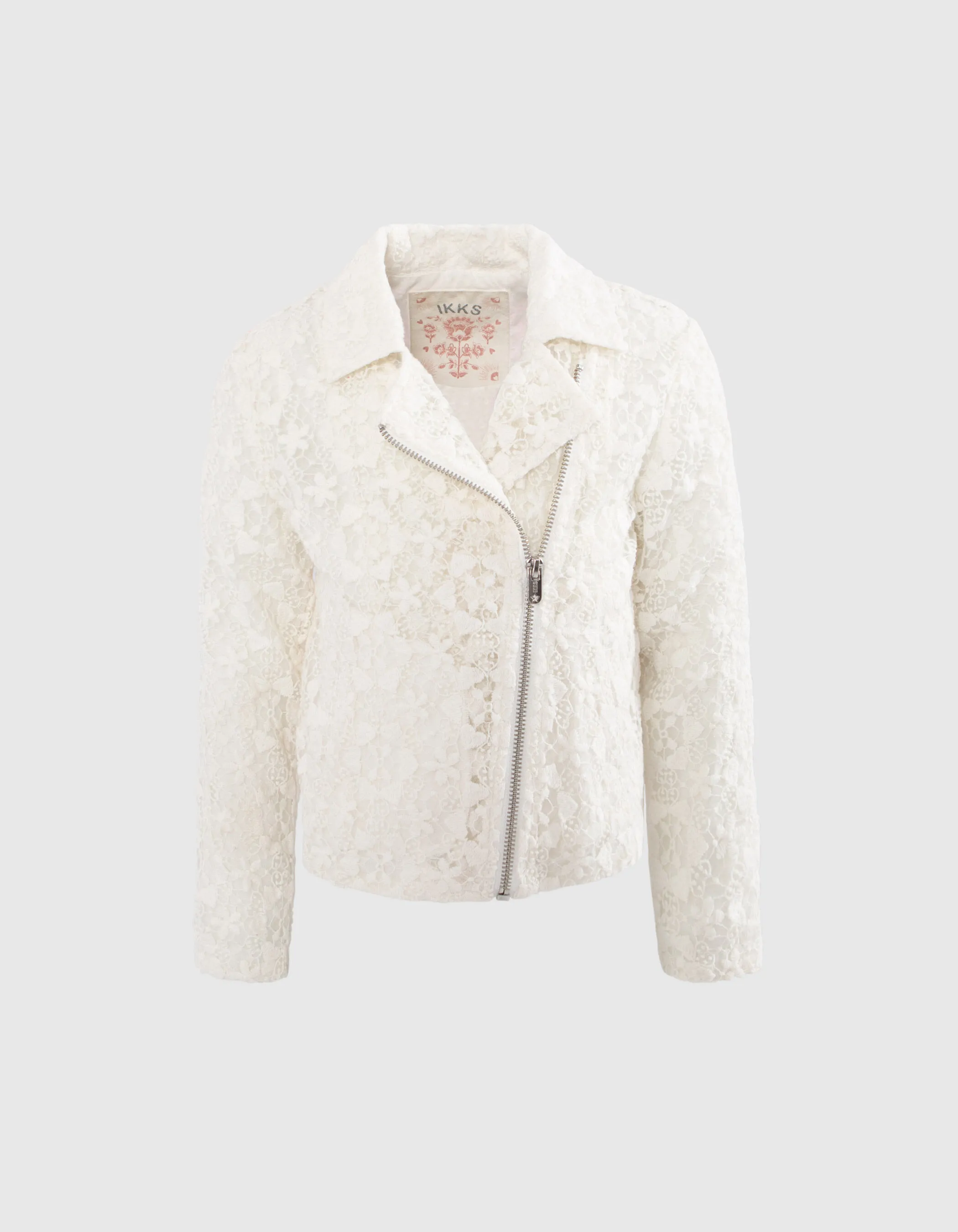 White lace biker style jacket girl