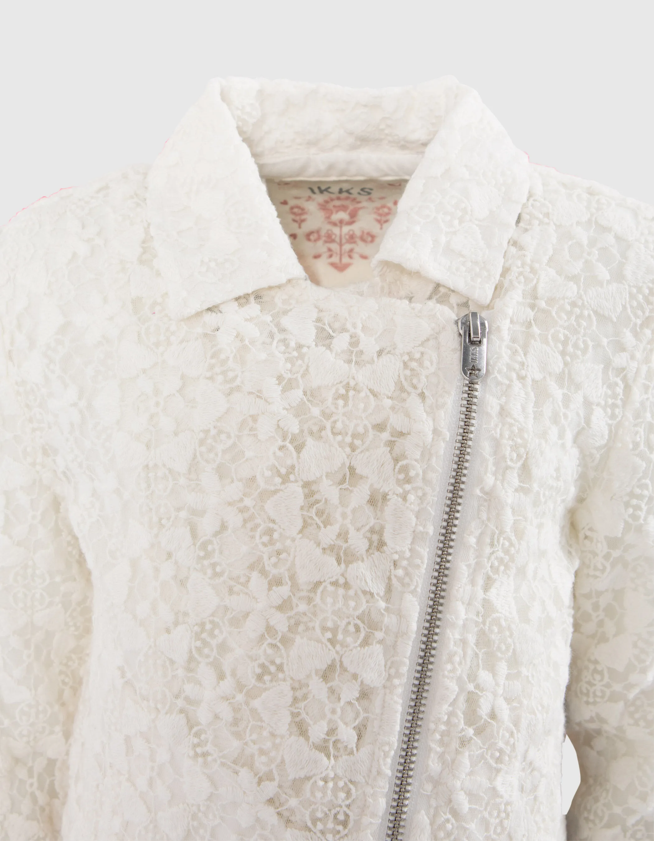 White lace biker style jacket girl