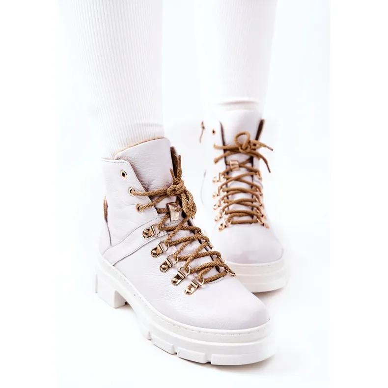 White leather insulated Brescia ankle boots