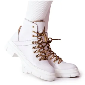 White leather insulated Brescia ankle boots