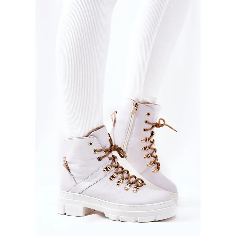 White leather insulated Brescia ankle boots