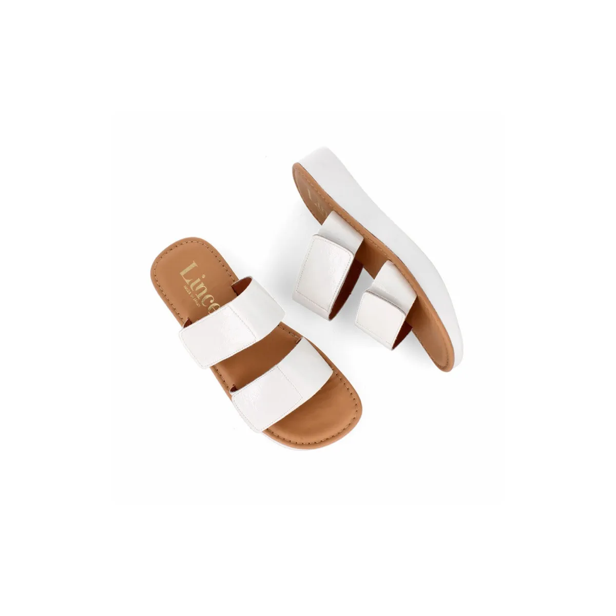 White Leather Platform Mules