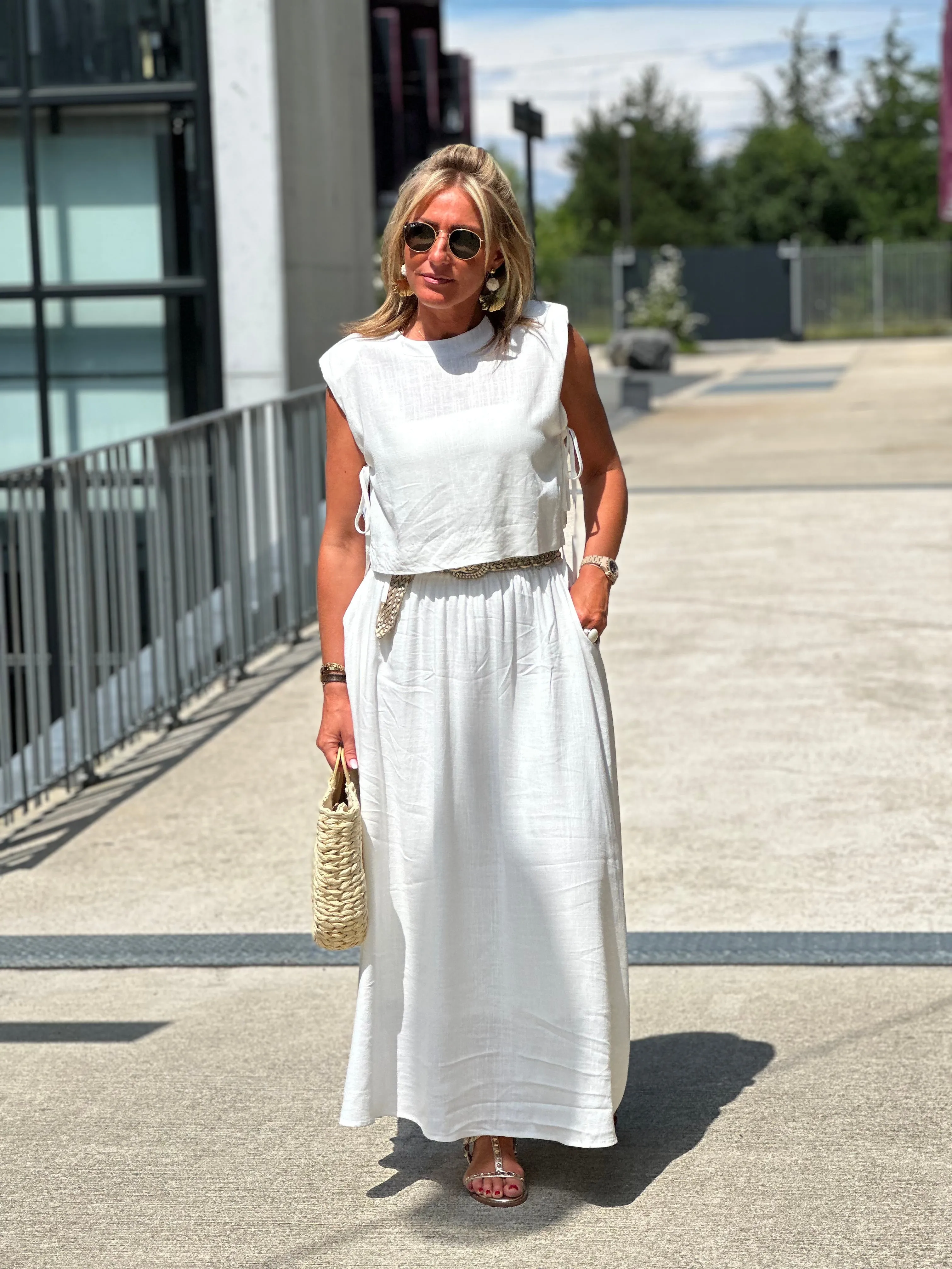 White Linen Mini Dress Lea