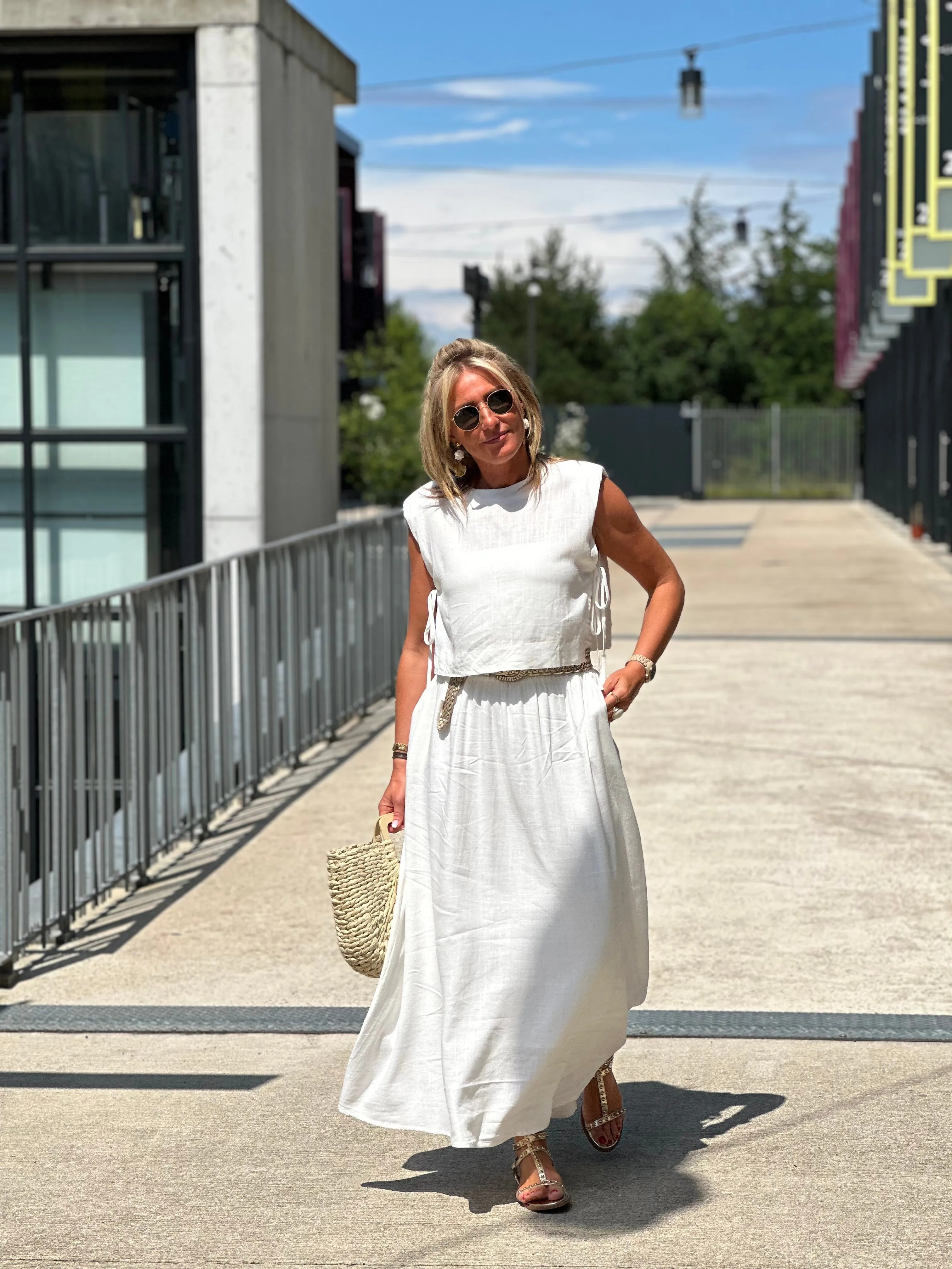 White Linen Mini Dress Lea